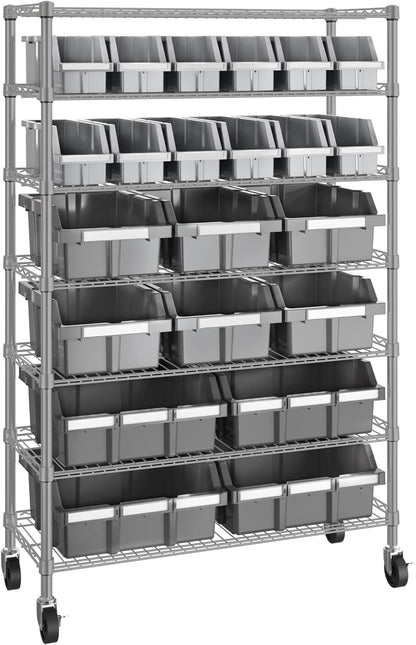 📦 7-Tier Steel Wire Shelving with 12 Bins – The Ultimate Storage Solution ✨