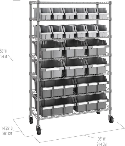 📦 7-Tier Steel Wire Shelving with 12 Bins – The Ultimate Storage Solution ✨