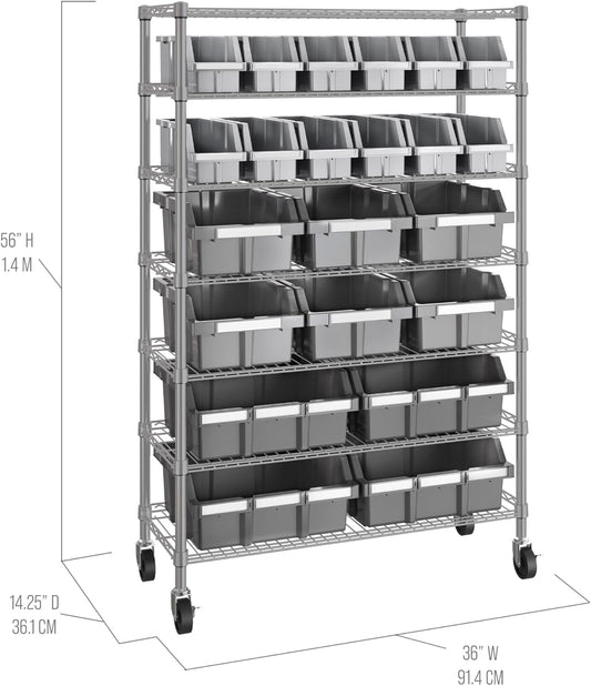 📦 7-Tier Steel Wire Shelving with 12 Bins – The Ultimate Storage Solution ✨