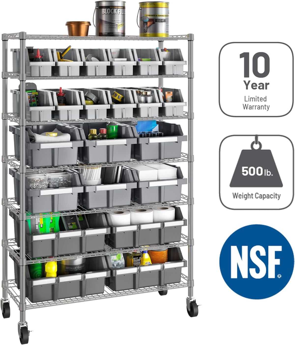 📦 7-Tier Steel Wire Shelving with 12 Bins – The Ultimate Storage Solution ✨