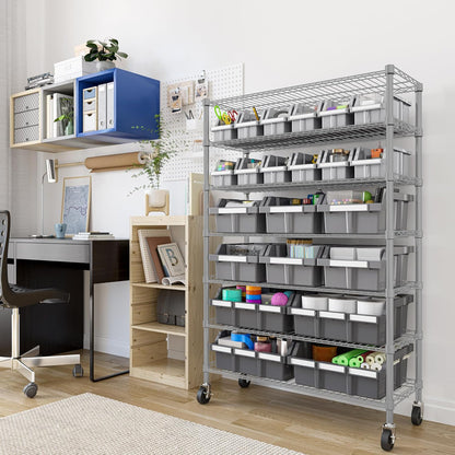 📦 7-Tier Steel Wire Shelving with 12 Bins – The Ultimate Storage Solution ✨